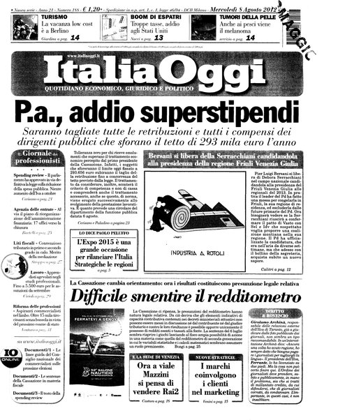 Italia oggi : quotidiano di economia finanza e politica